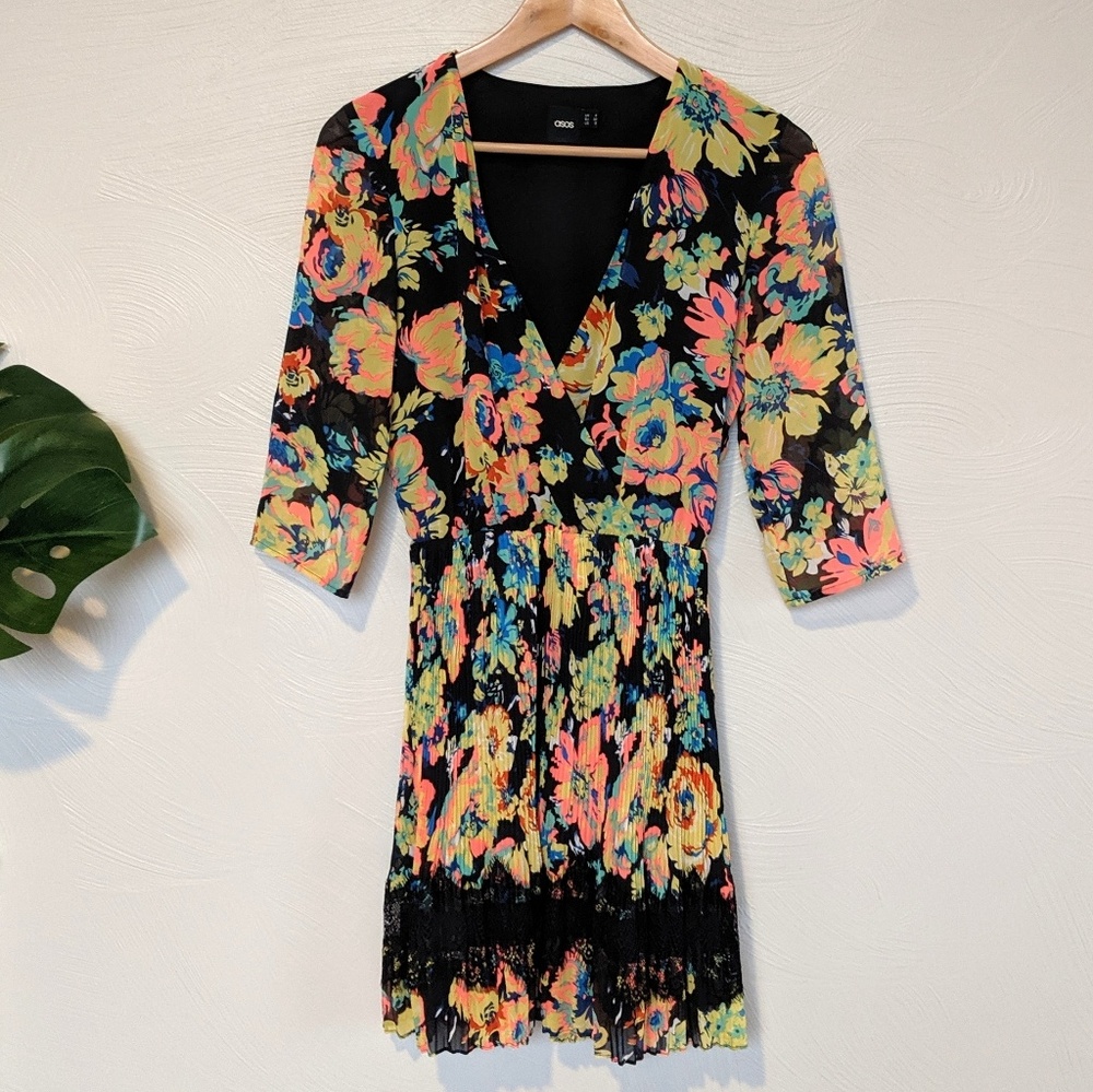 ASOS three quarter sleeve floral dress, size 4